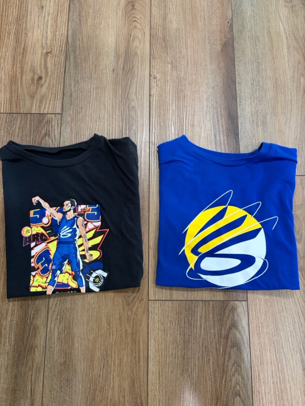Under Armour Boys' Dual Curry Graphic Tees in Blue & Black | size youth large